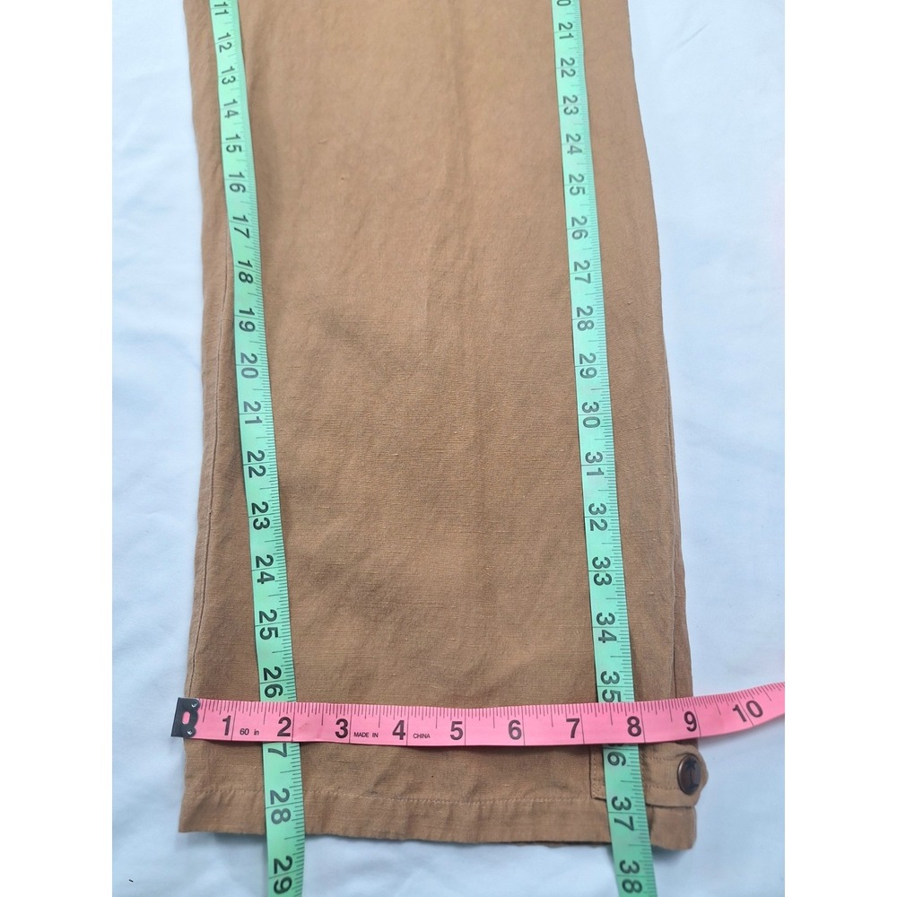 Tommy Bahama Silk Linen Cargo Pants Womens 8 Tan Brown Wide Leg Utility Trousers - Picture 9 of 9